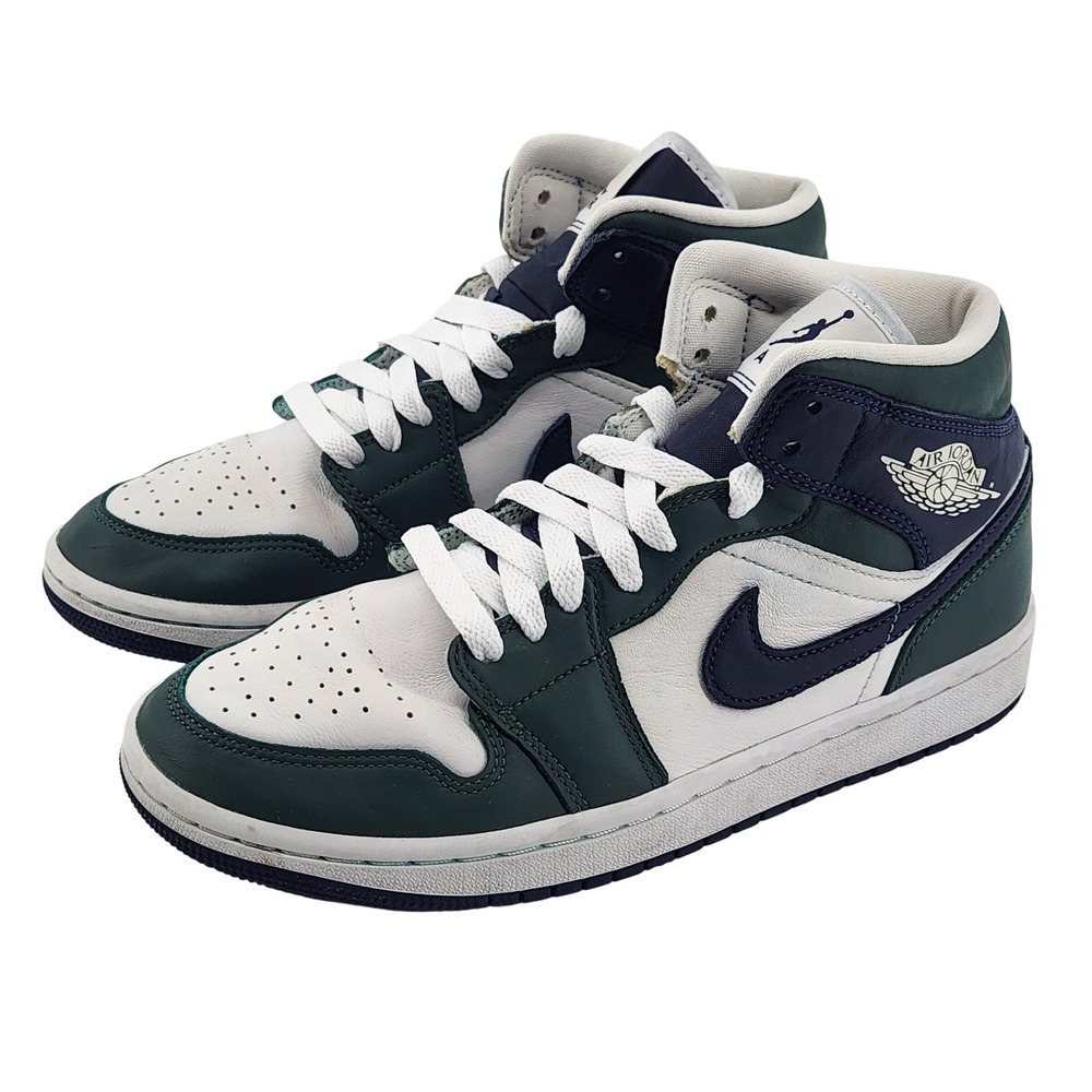 Nike Air Jordan 1 Mid Noble Green Navy White DZ5326-300 Youth Size 7.5‎ Womens 9